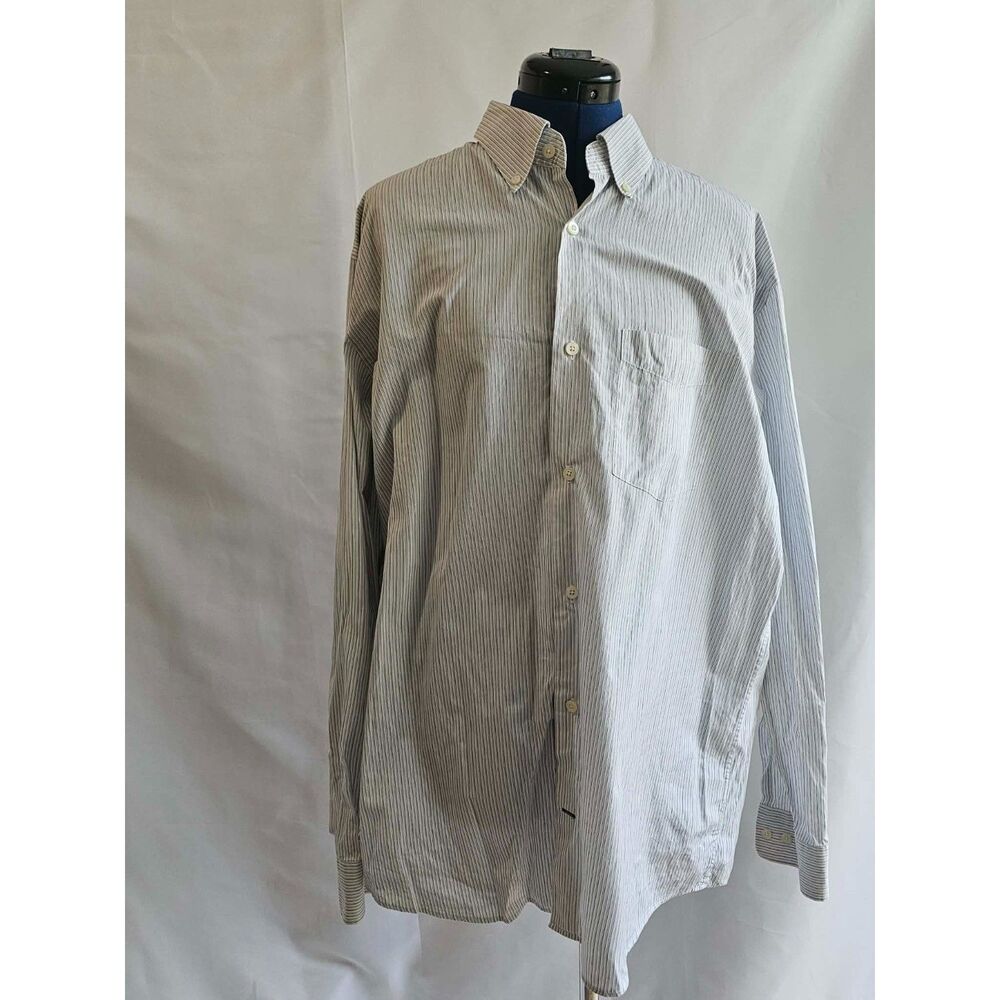 Preppy Minimalist Retro Banana Republic Striped Button Down Shirt XL